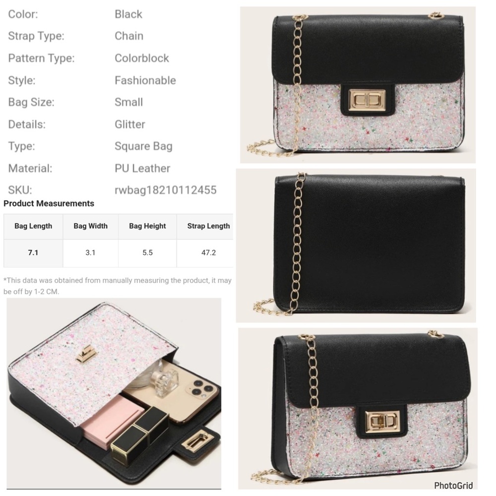 ROMWE glitter chain crossbody bag NWOT